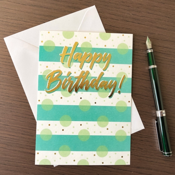 Happy Birthday! Gold foiled birthday greeting card.